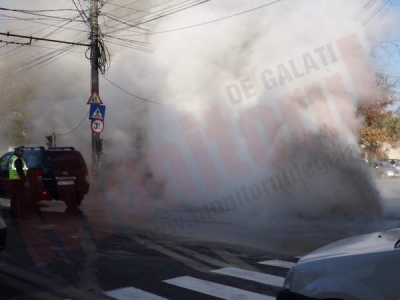 Gheizer în mijlocul Galaţiului, de la o conductă fisurată