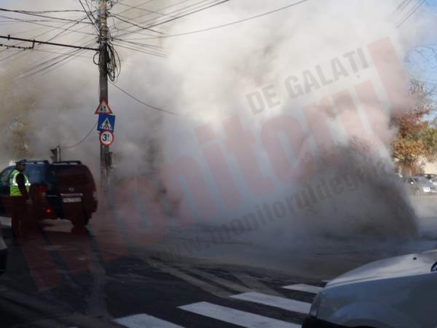 Gheizer în mijlocul Galaţiului, de la o conductă fisurată