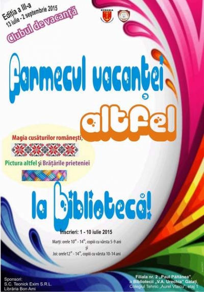 Vacanţă printre cărţi, un nou proiect al BVAU Galaţi