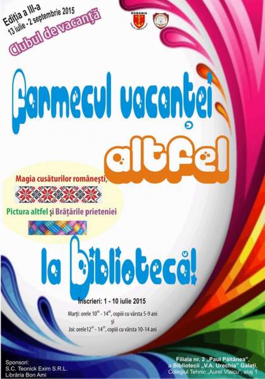 Vacanţă printre cărţi, un nou proiect al BVAU Galaţi