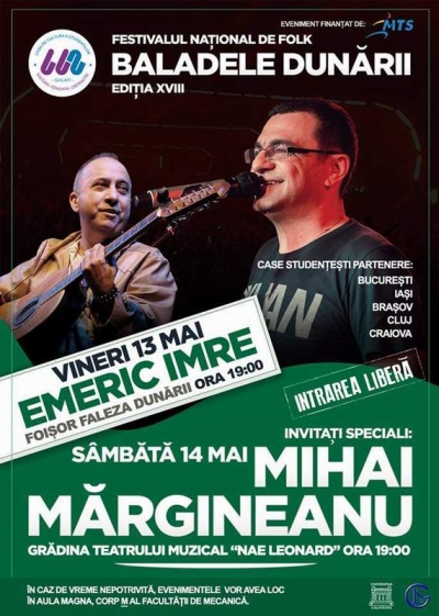 Festivalul Naţional de Folk îi aduce pe Imre şi Mărgineanu la Galaţi