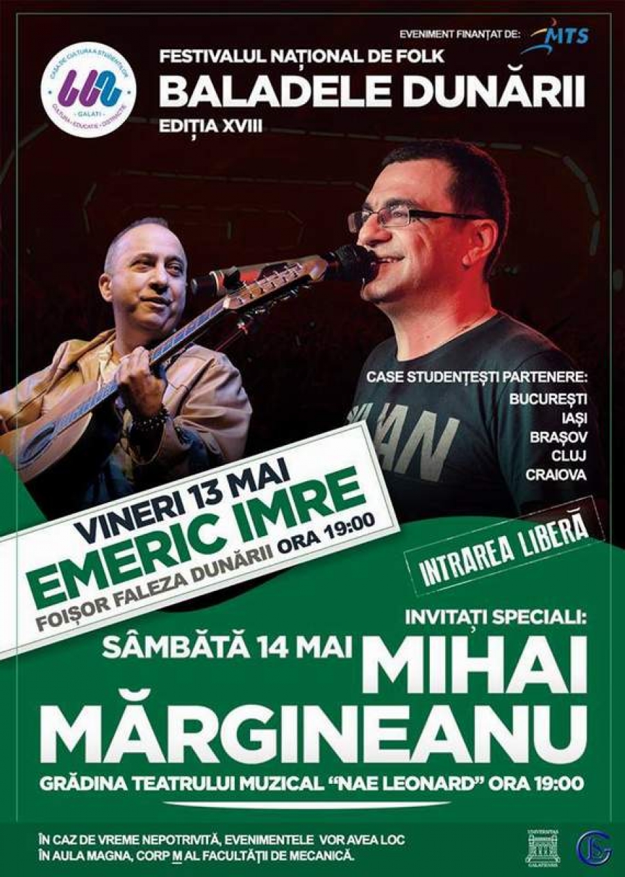Festivalul Naţional de Folk îi aduce pe Imre şi Mărgineanu la Galaţi