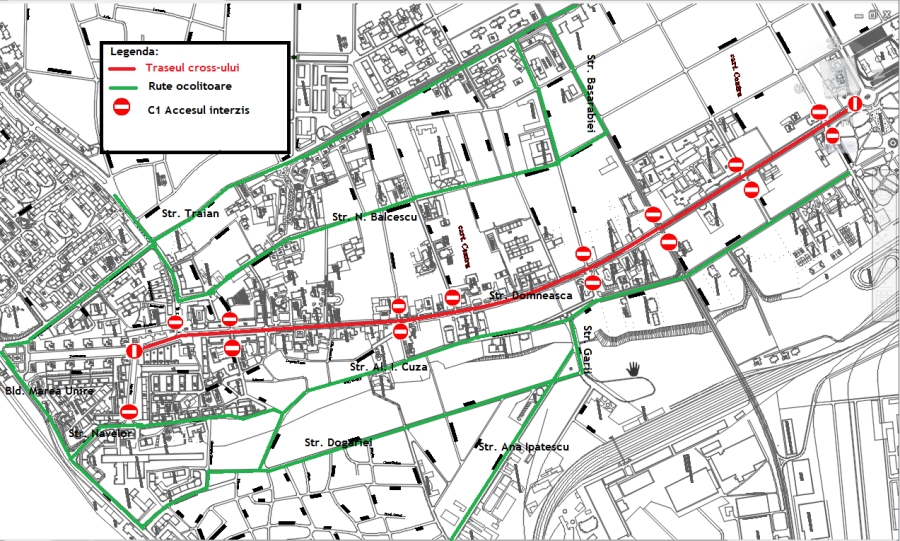 Trafic închis şi trasee deviate, în weekend, la Galaţi (HARTĂ)