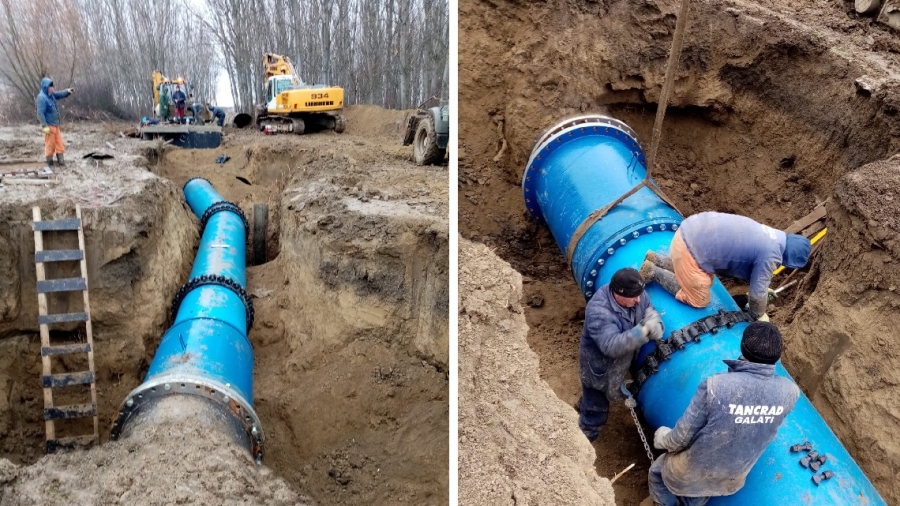 Cuplarea celor 6 km de conductă magistrală nouă pentru aducţiunea de la Vadu-Roşca, finalizată