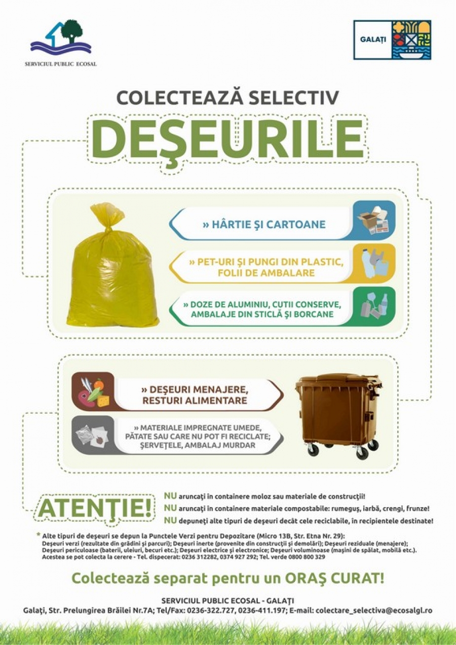 Bile albe pentru colectarea selectivă a deşeurilor în Galaţi