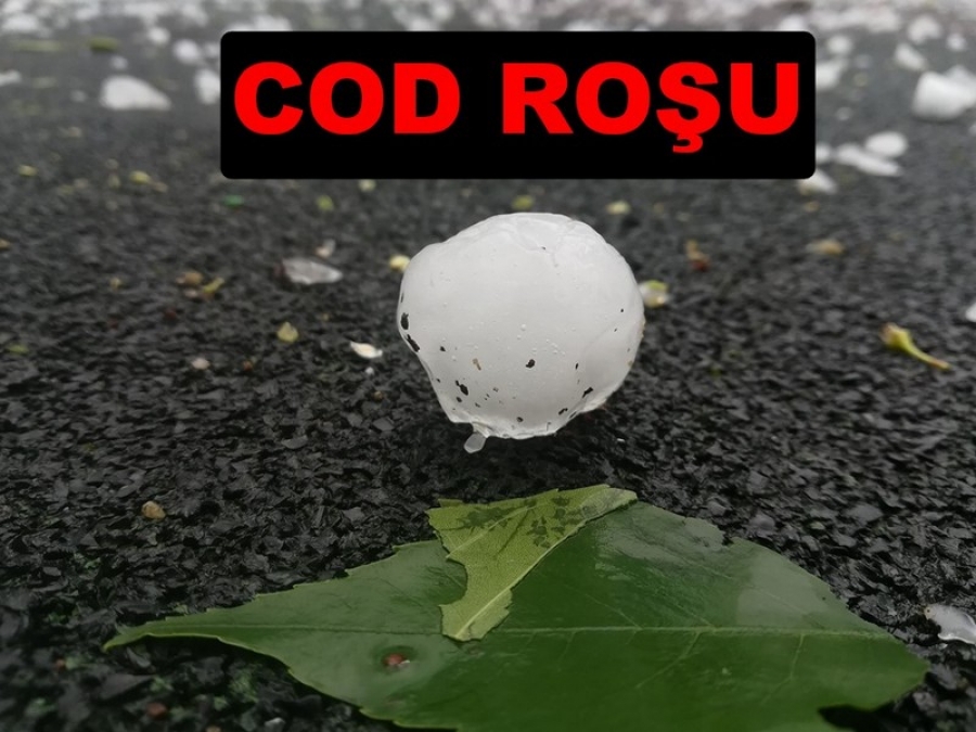 COD ROŞU de grindină de mari dimensiuni şi vijelie puternică, în judeţul Galaţi