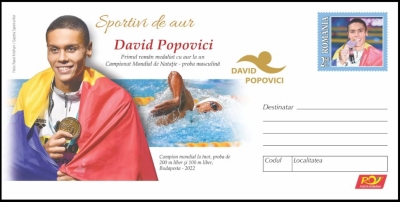 Timbru şi carte poştală cu David Popovici