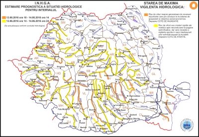 Cod galben de ploi şi vijelii pentru judeţul Galaţi. Se aşteaptă viituri pe râurile mici