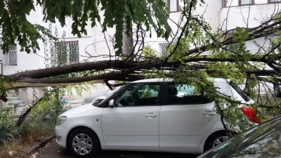 Furtuna a avariat mai multe autoturisme în Galaţi