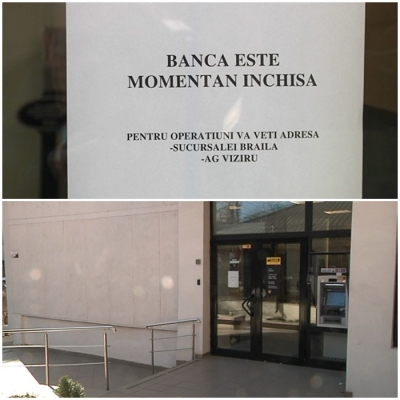 Distrugere şi scandal la o banca din Brăila