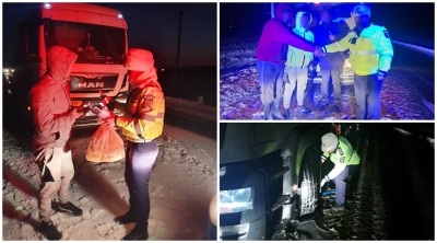 În pană şi fără bani, un şofer din Ucraina a fost ajutat şi hrănit de poliţişti, la Brăila