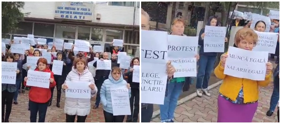 Angajaţii Casei de Pensii Galaţi continuă protestele