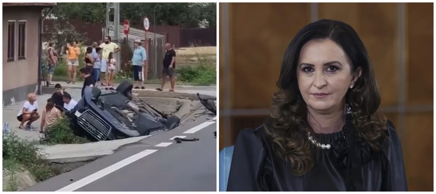 VIDEO: Ministrul Natalia Intotero, preluată de ambulanţă în urma unui accident pe Valea Oltului