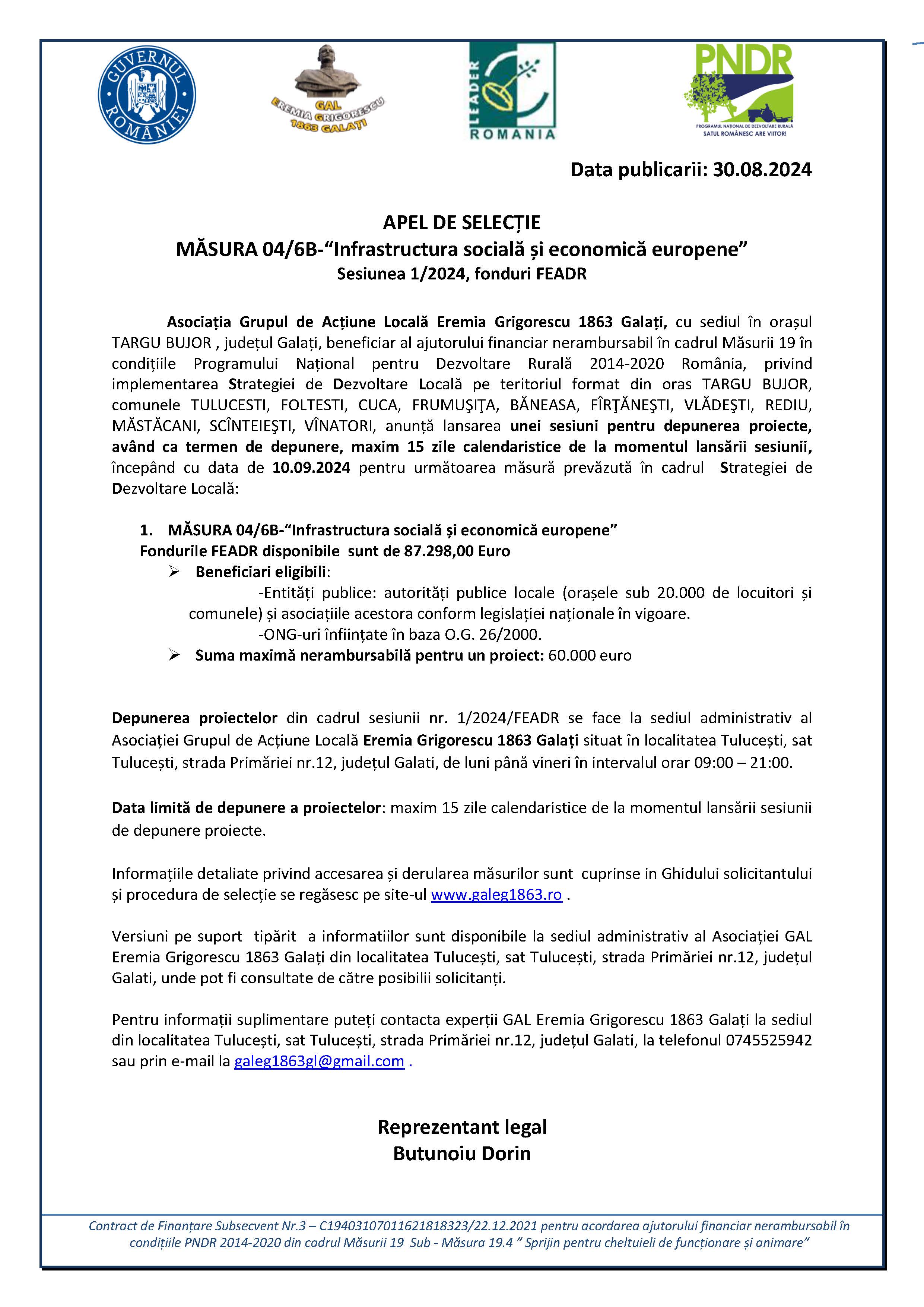 APEL DE SELECȚIE MĂSURA 04/6B - “Infrastructura socială și economică europene” Sesiunea 1/2024, fonduri FEADR