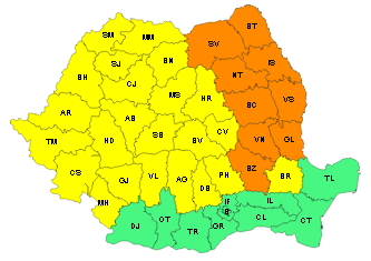 COD PORTOCALIU de ploi torențiale la Galaţi