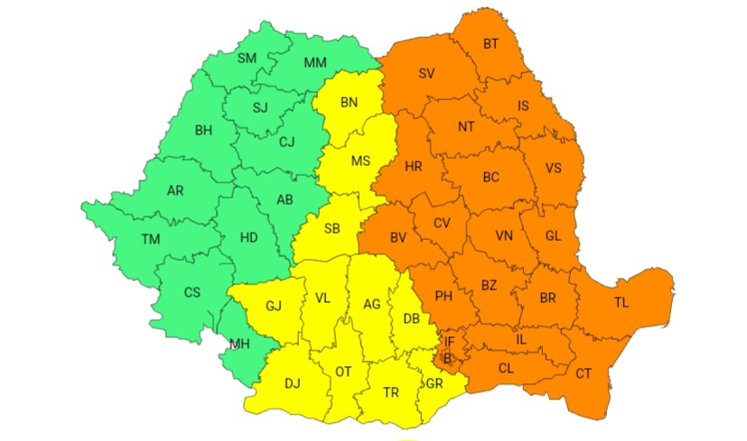 Județul Galați intră sub COD PORTOCALIU de ploi torențiale și vânt puternic