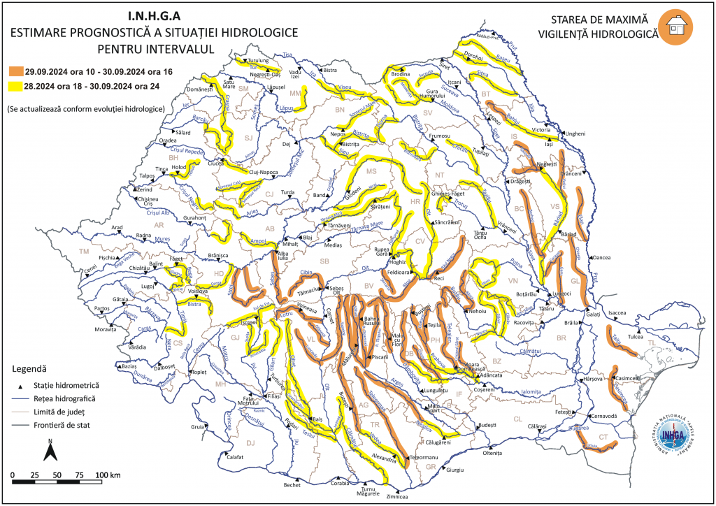 Avertizare COD PORTOCALIU de inundații la Galați