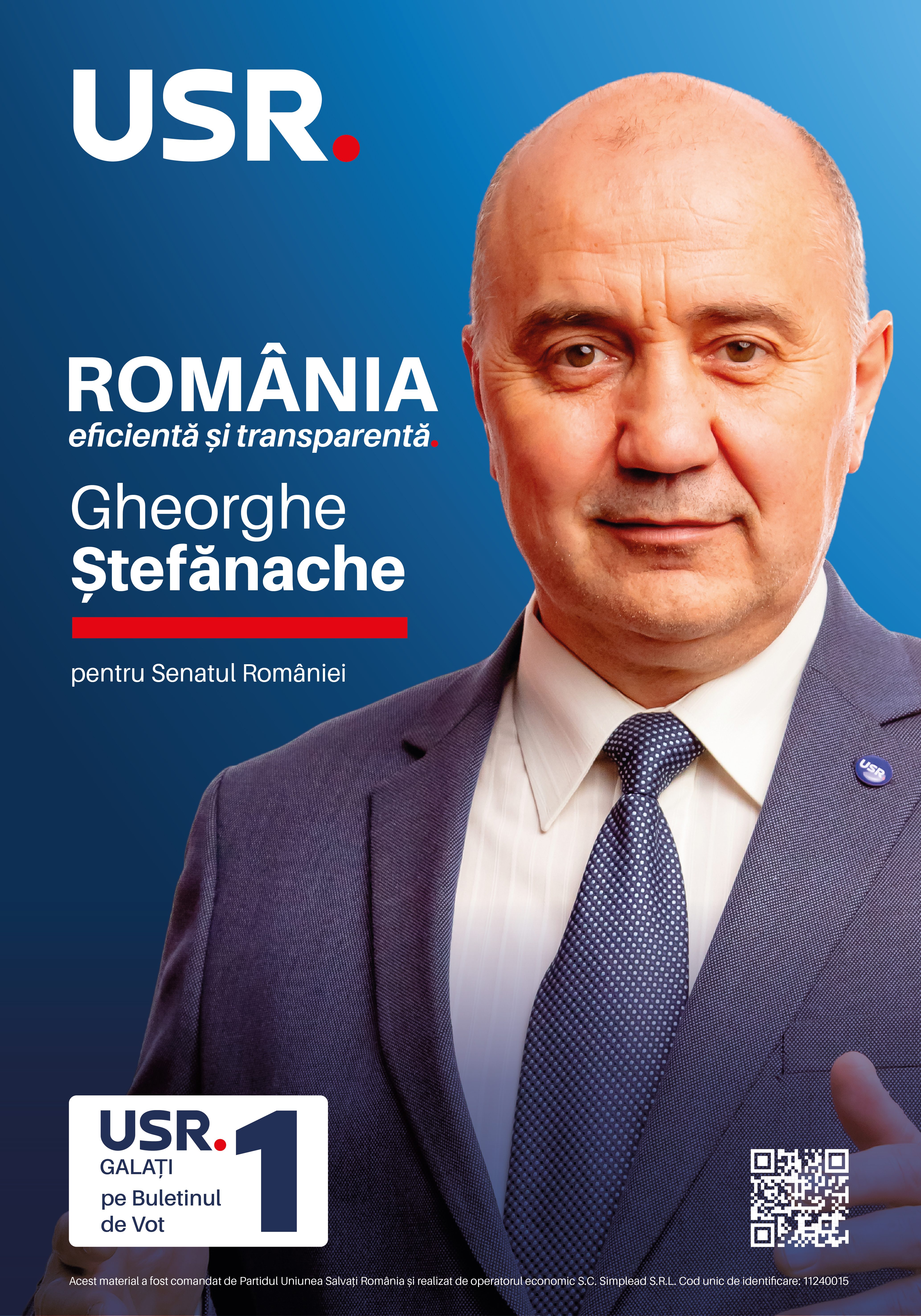 Gheorghe Ștefănache, candidat USR Galați pentru Senatul României: „Prioritatea mea este reforma administrației”