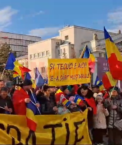 "Ne-a sărit muștarul!" Poza zilei de la protestul din Galați