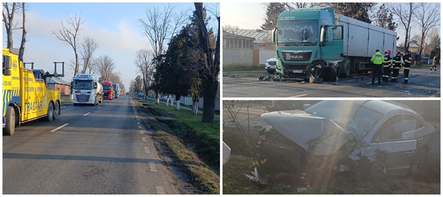 FOTO: Accident la Independența, Galați, cu două mașini și un tir. Două victime (UPDATE)