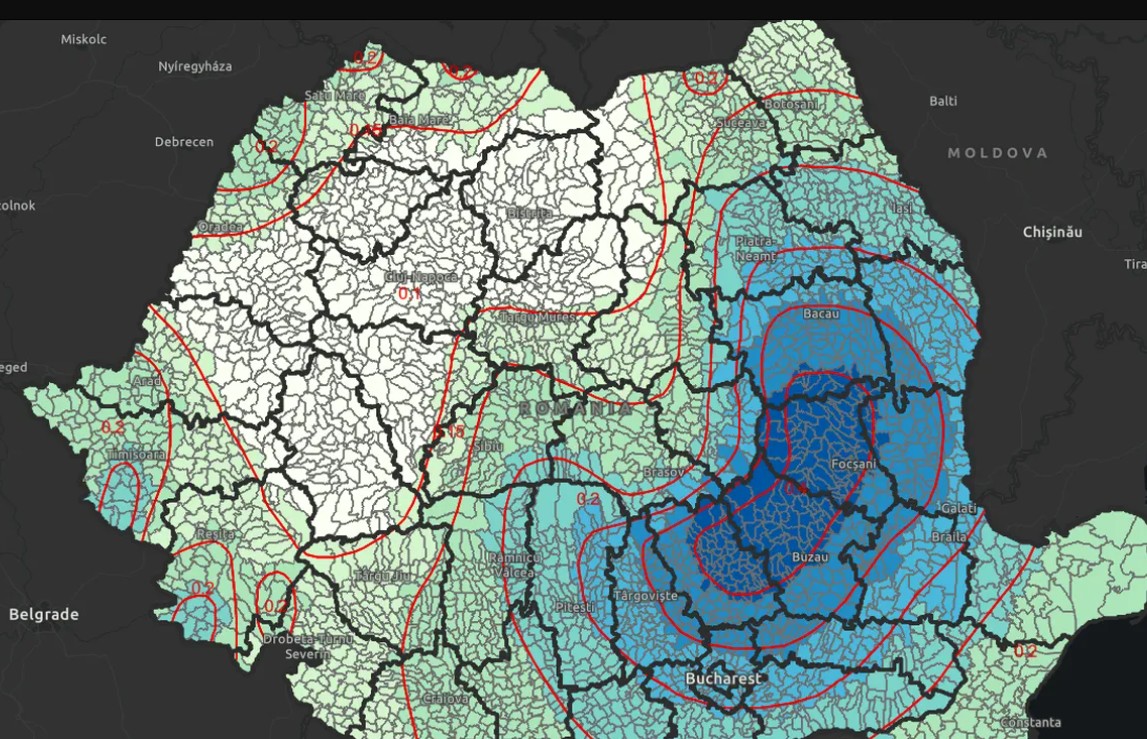 Ministerul Dezvoltării a publicat harta de risc seismic. Galaţiul, la fel de riscant ca Vrancea!