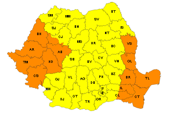 COD PORTOCALIU de vânt puternic în judeţul Galaţi