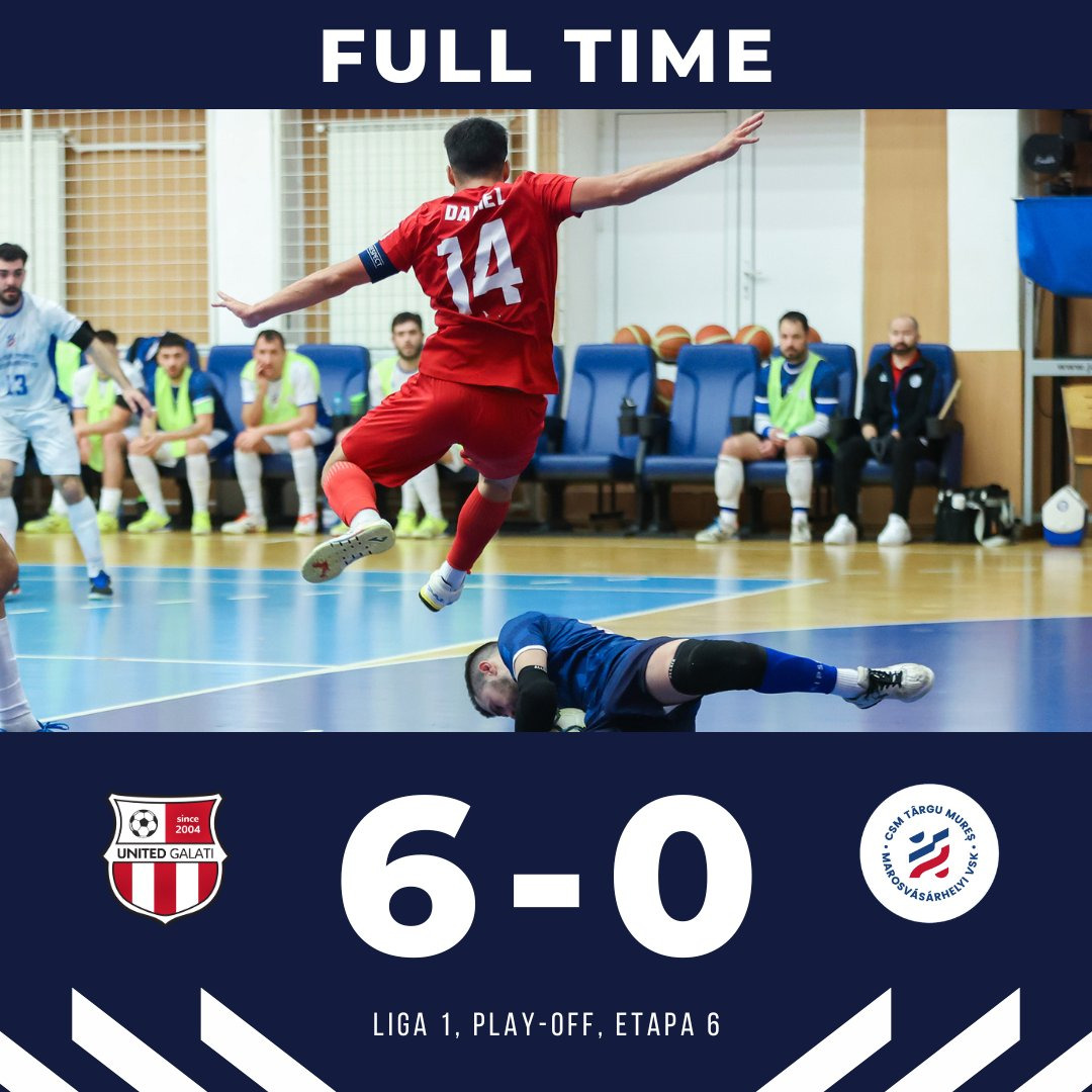 Futsal: United a câştigat cu un „set alb” confruntarea cu CSM Tg.Mureş