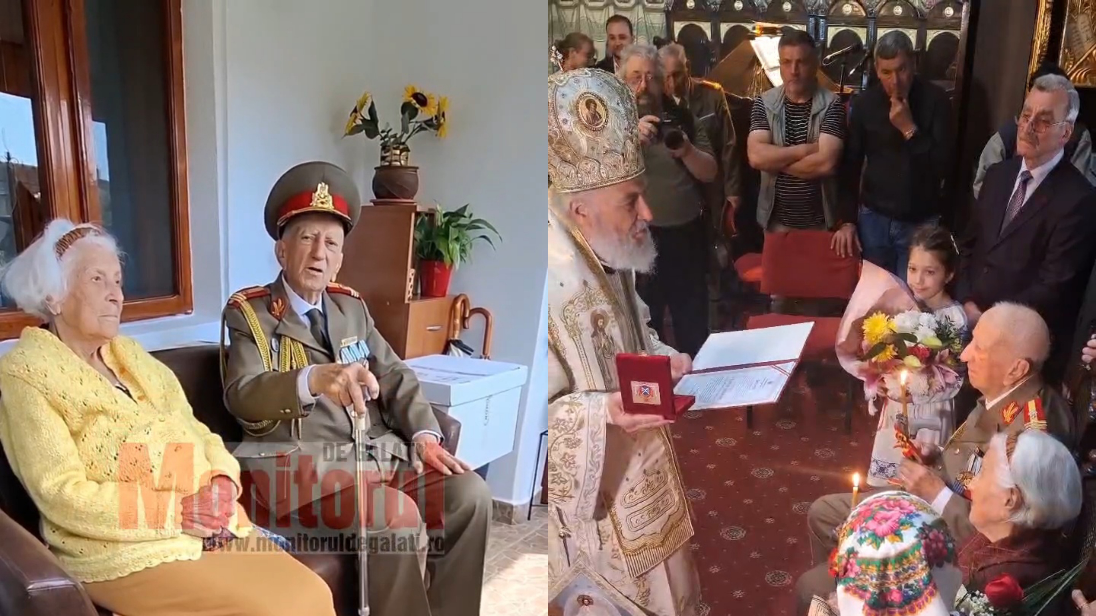 VIDEO: Nuntă de diamant, la Galați! Col. Alexandru și Argentina Popescu, 75 de ani de căsnicie