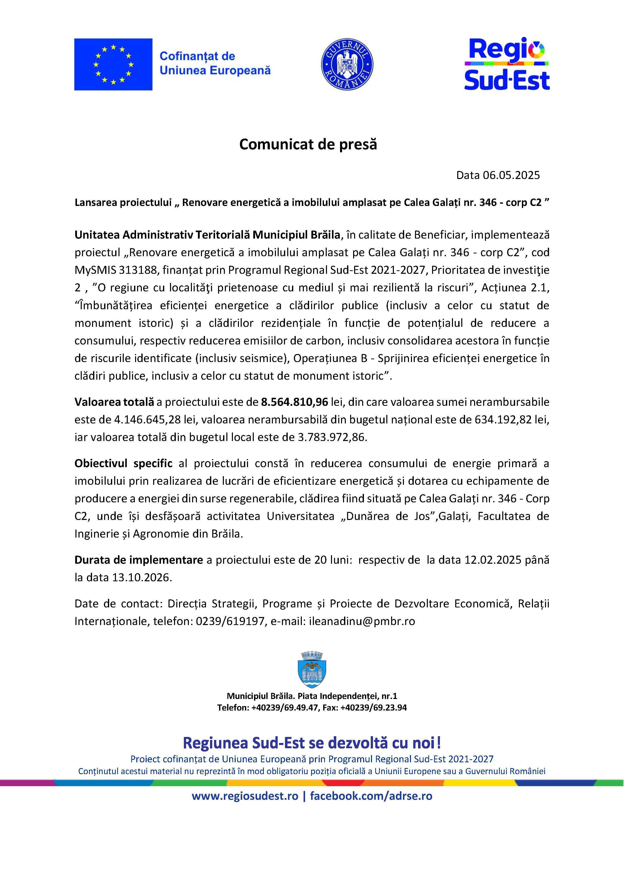 Comunicat de presă Data 06.05.2025