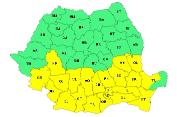 Judeţul Galaţi rămâne sub COD GALBEN de furtuni puternice