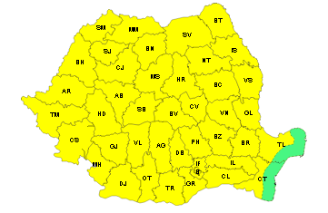 Ploi torenţiale, vijelii şi grindină! COD GALBEN de vreme extremă la Galaţi