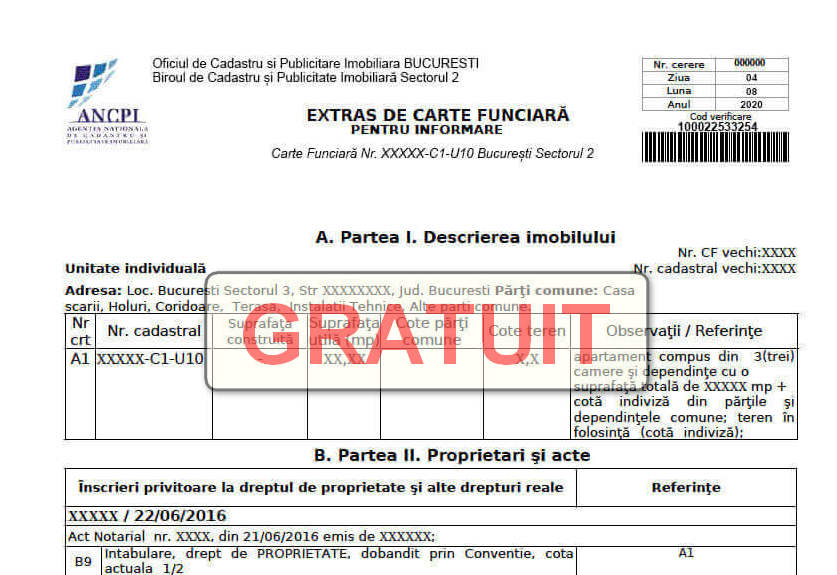 Extrasele de carte funciară se vor elibera gratuit din luna iunie