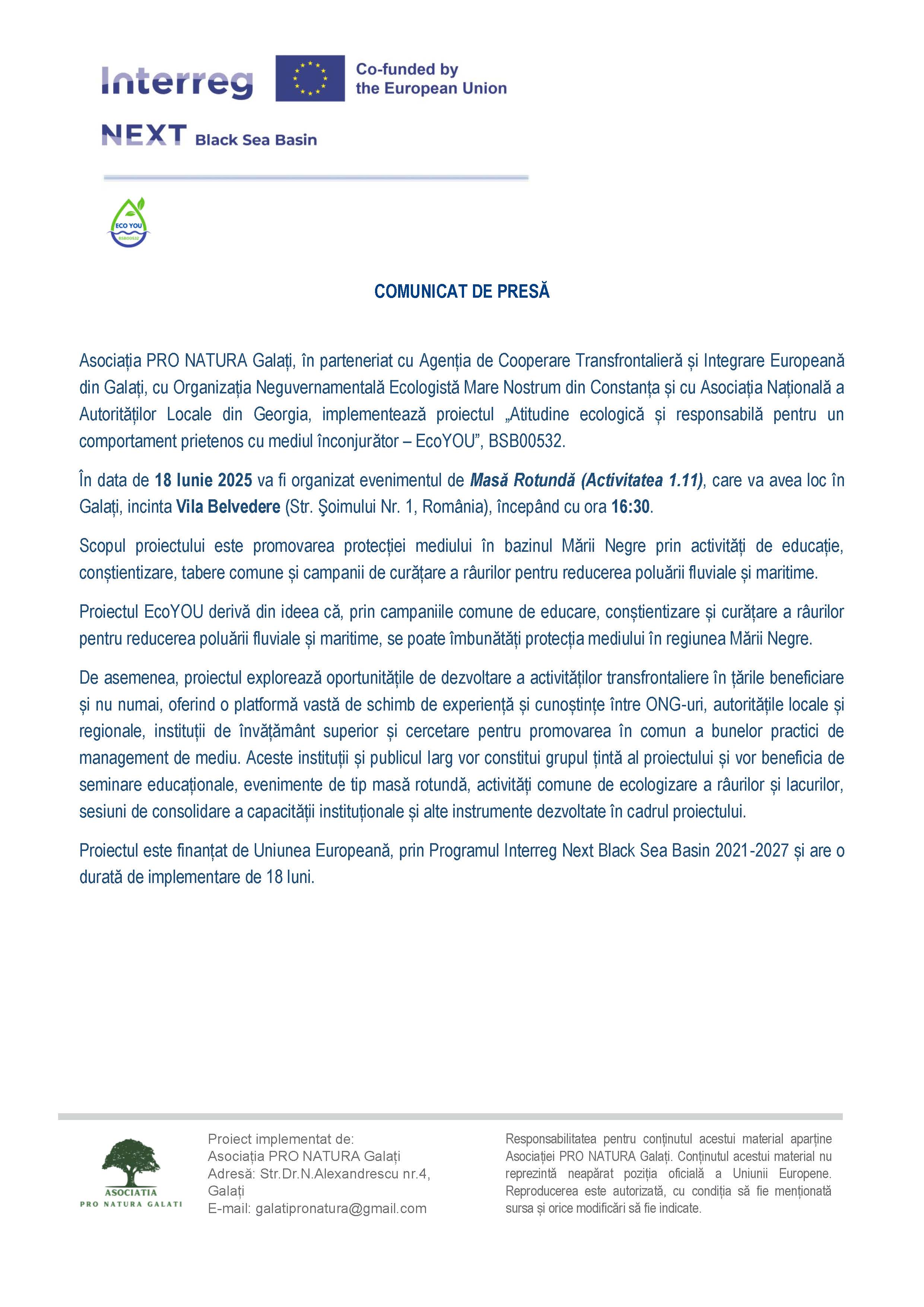 COMUNICAT DE PRESĂ 12.06.2025