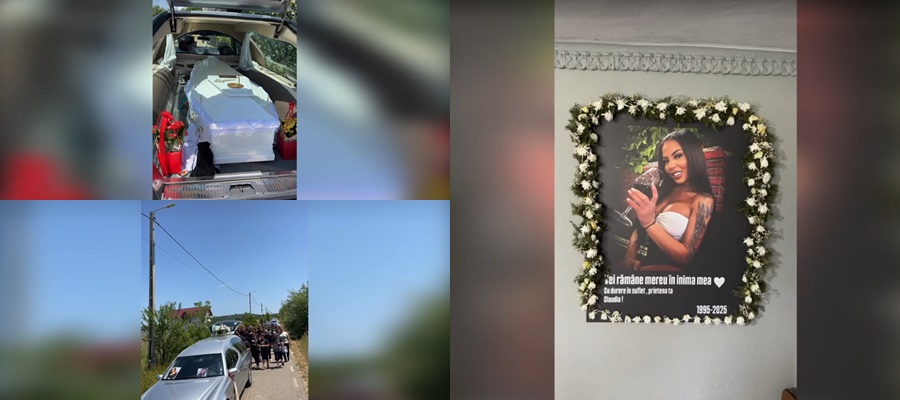 FOTO: În sicriu alb, Denisa a fost condusă pe ultimul drum! Tânăra a fost ucisă în Italia şi găsită la marginea pădurii după 3 săptămâni de căutări