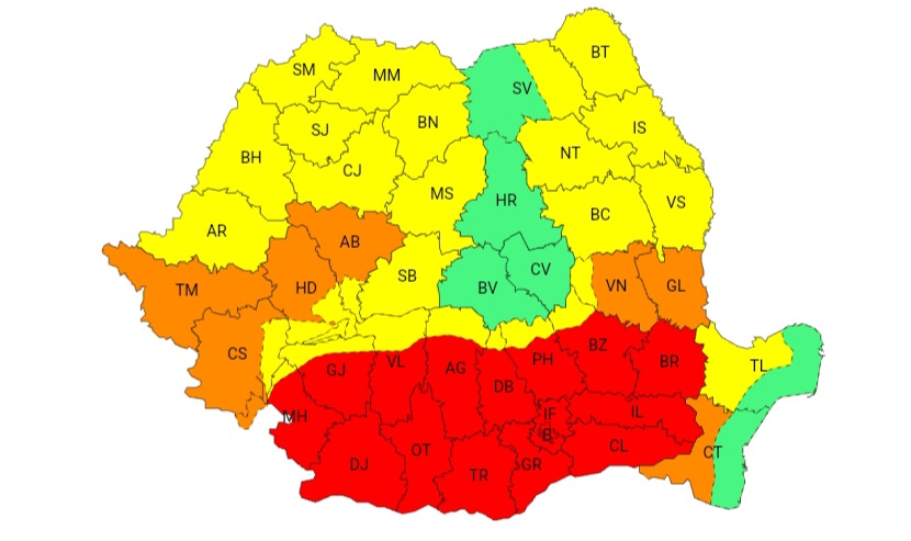 Din galben, în portocaliu: De luni, călduri de foc la Galați
