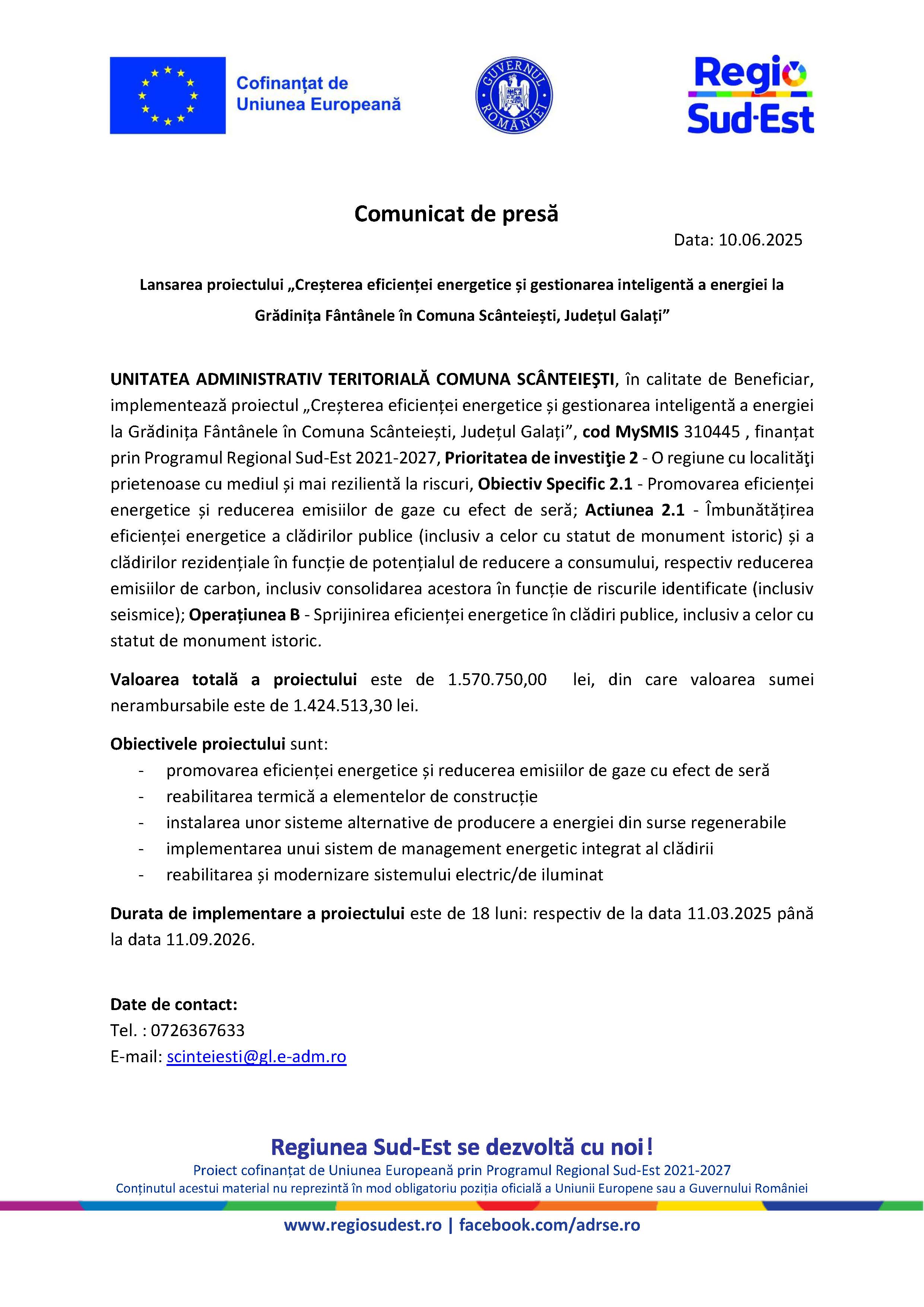 Comunicat de presă Data: 10.06.2025