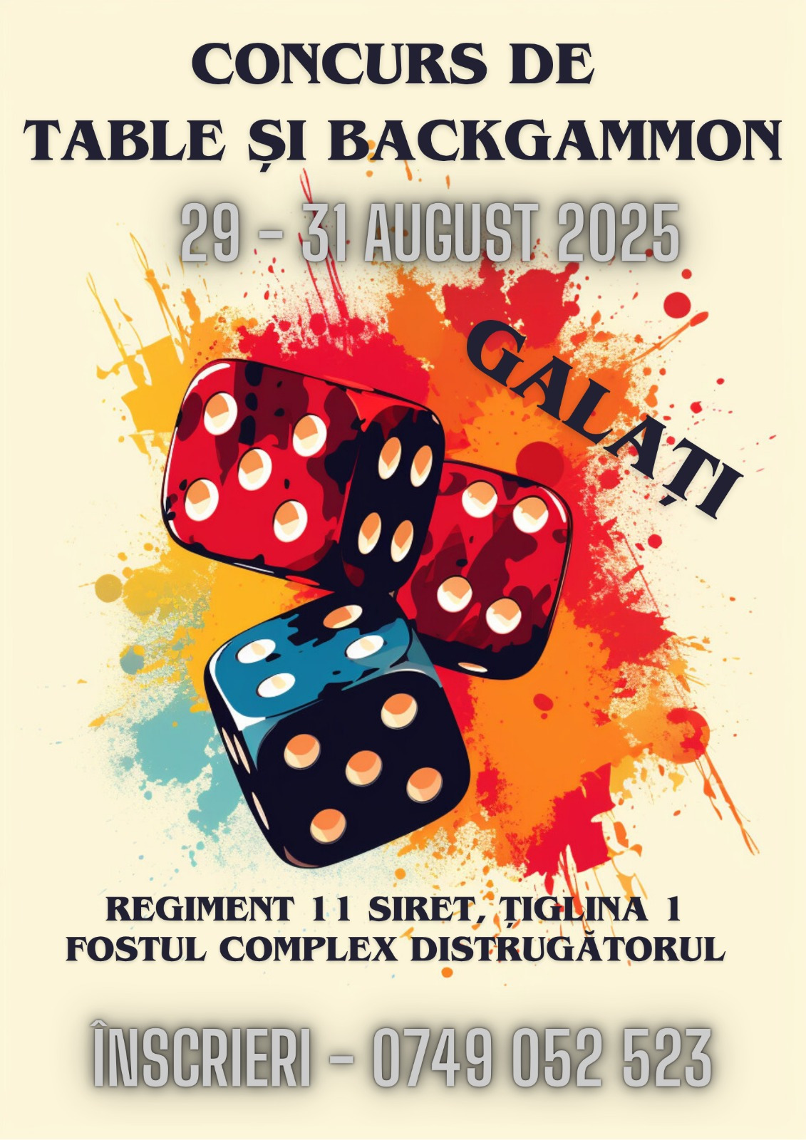 Trofeul Valurile Dunării la table şi backgammon la Galaţi