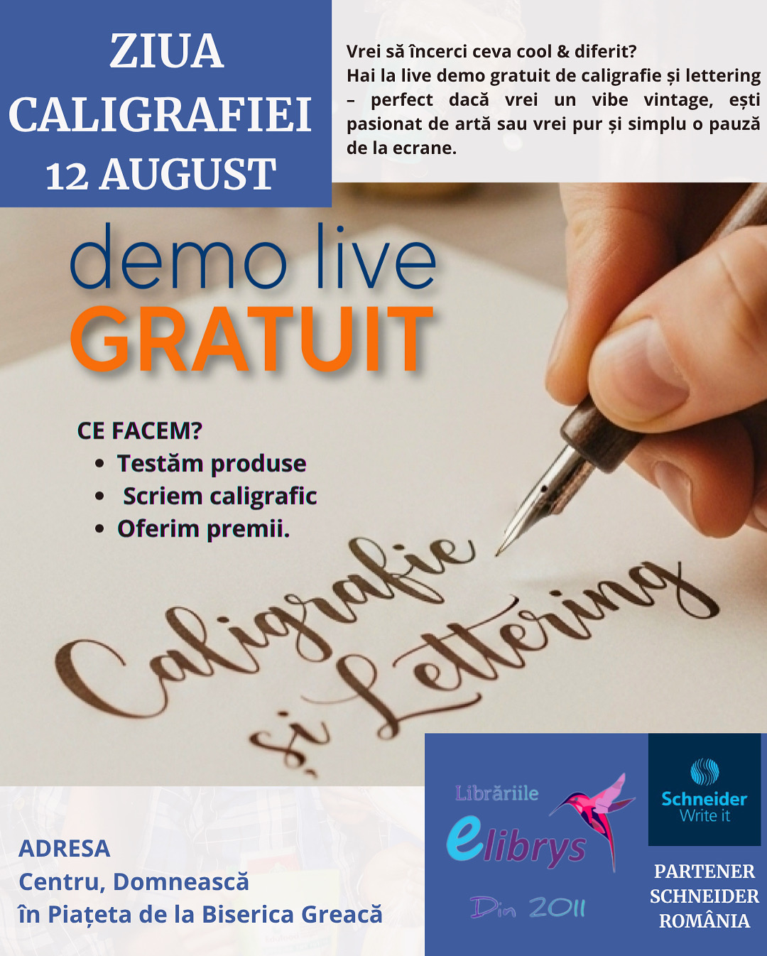 Ziua Caligrafiei la Galaţi! Activităţi în Piaţeta de la Biserica Greacă