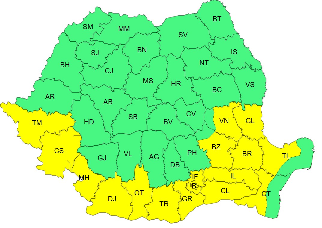 Vine iar canicula: COD GALBEN de temperaturi deosebit de ridicate