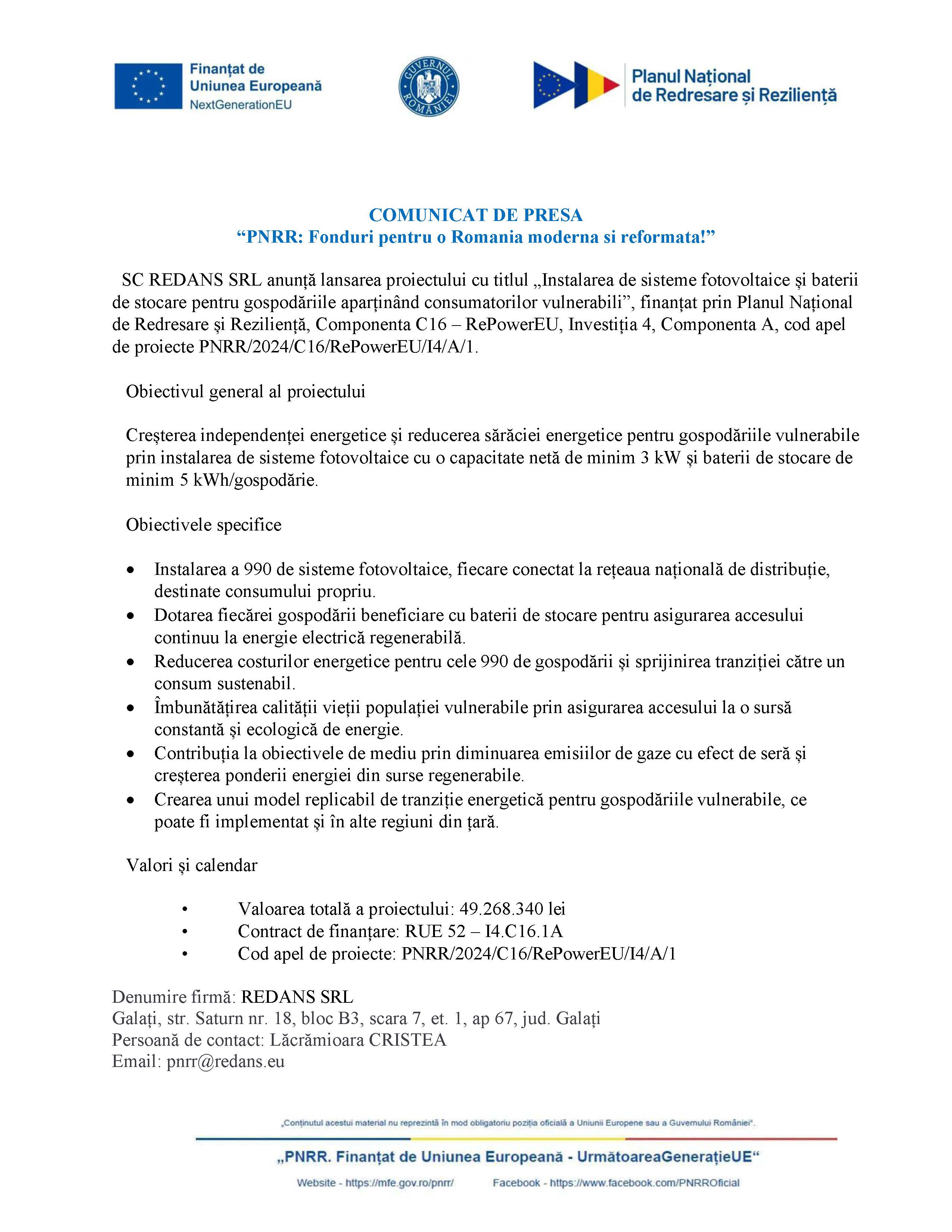 COMUNICAT DE PRESA