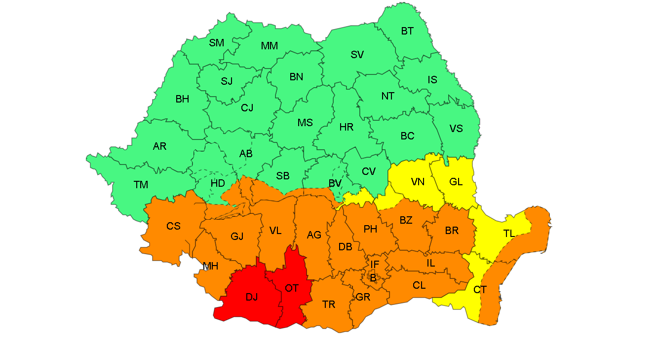 După vânt puternic, vin ploi torenţiale la Galaţi! ANM a emis cod galben