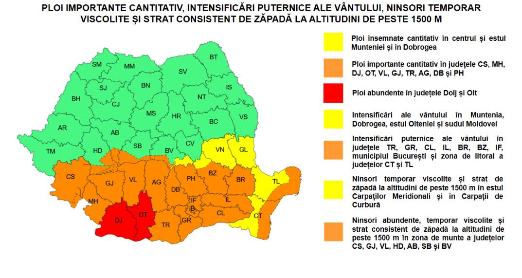 Vreme rea: ISU Galaţi atenţionează şoferii care călătoresc în afara judeţului