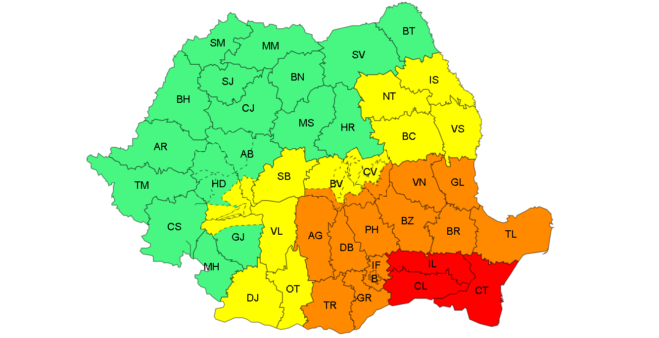 Noi alerte meteo pentru Galaţi: Ploi torenţiale şi vânt puternic