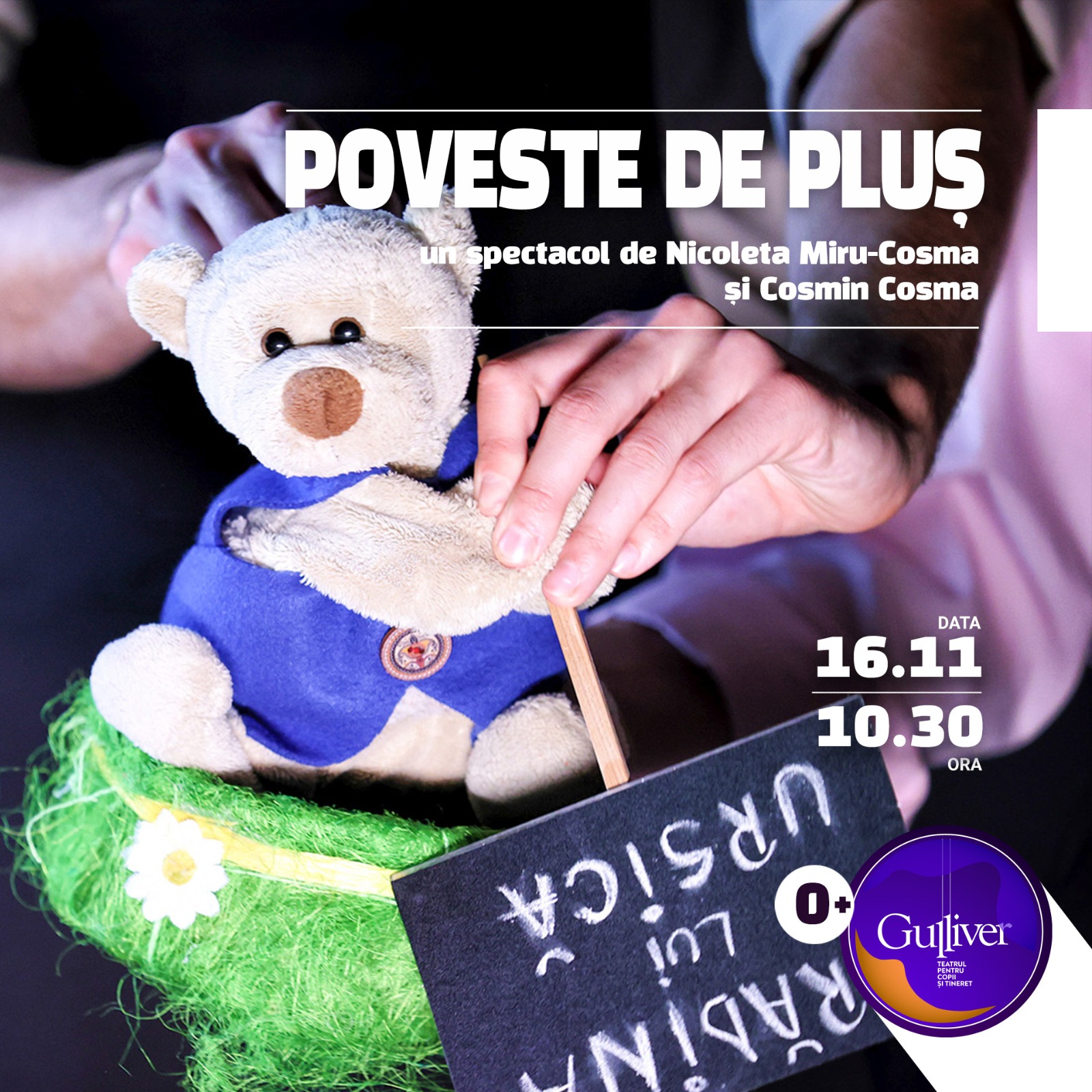 Ursică şi „Poveste de pluş” te aşteaptă duminică la Teatrul „Gulliver”