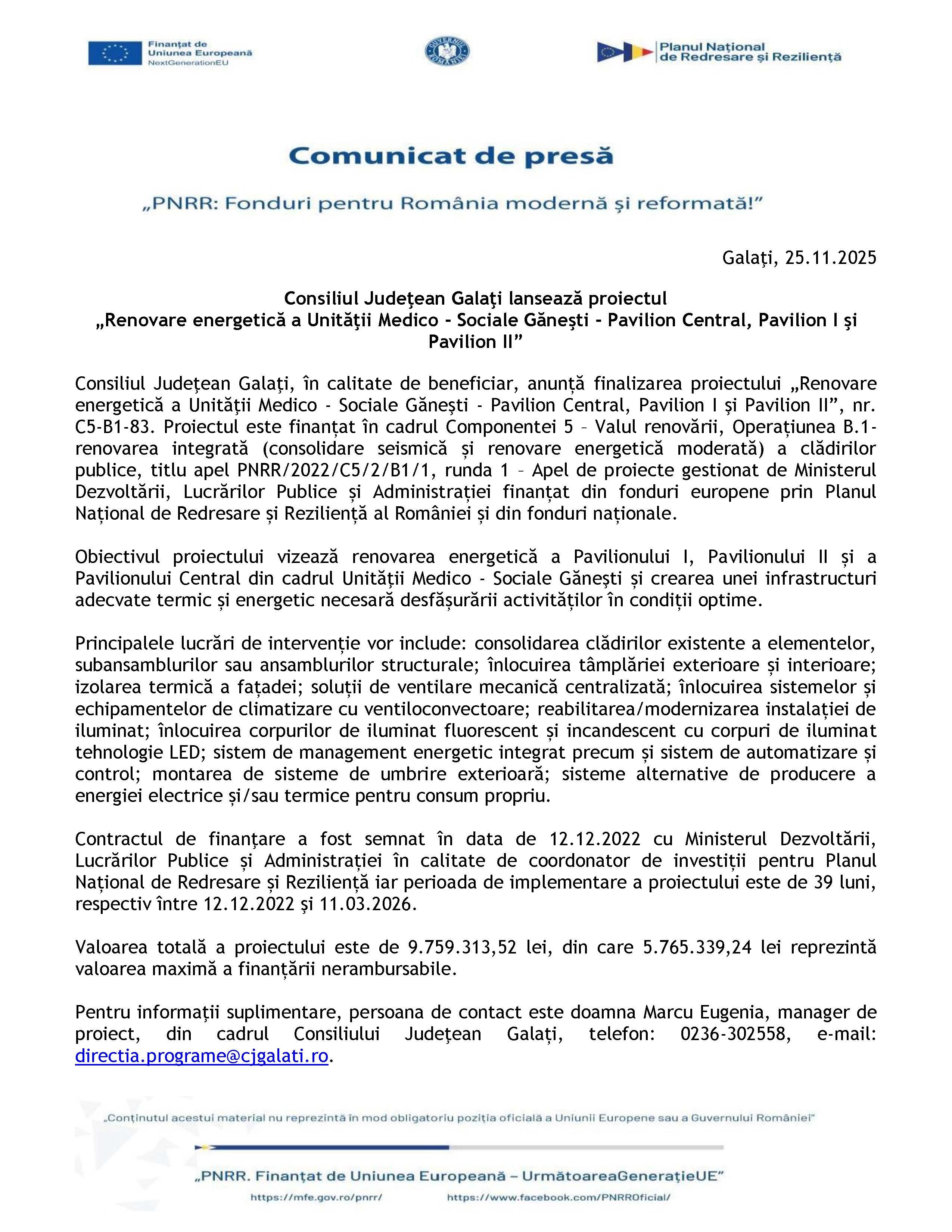 Comunicat de presă 25.11.2025