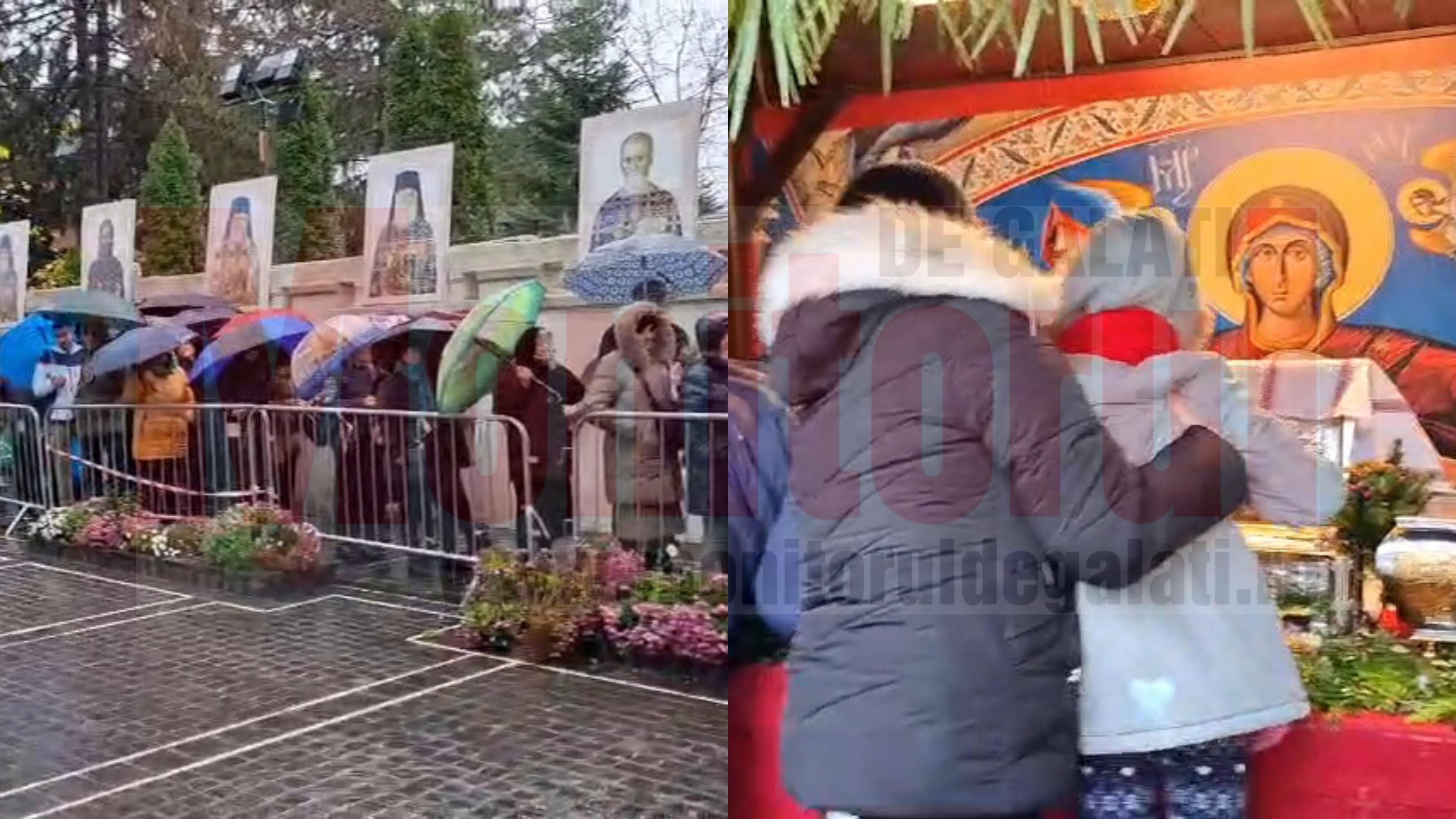 VIDEO: Sute de gălățeni se roagă în ploaie și frig de ziua Sfântului Andrei! Oamenii stau la coadă la Sfintele Moaște chiar și 3 ore